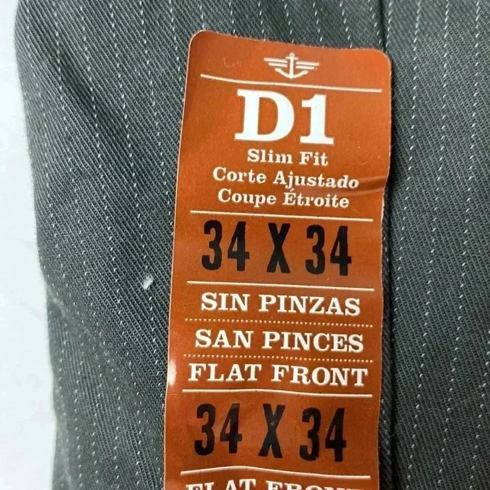 NWT DOCKERS SIGNATURE KHAKI SLIM FIT SIZE 34x‎ 34 DARK GRAY PIN STRIPE